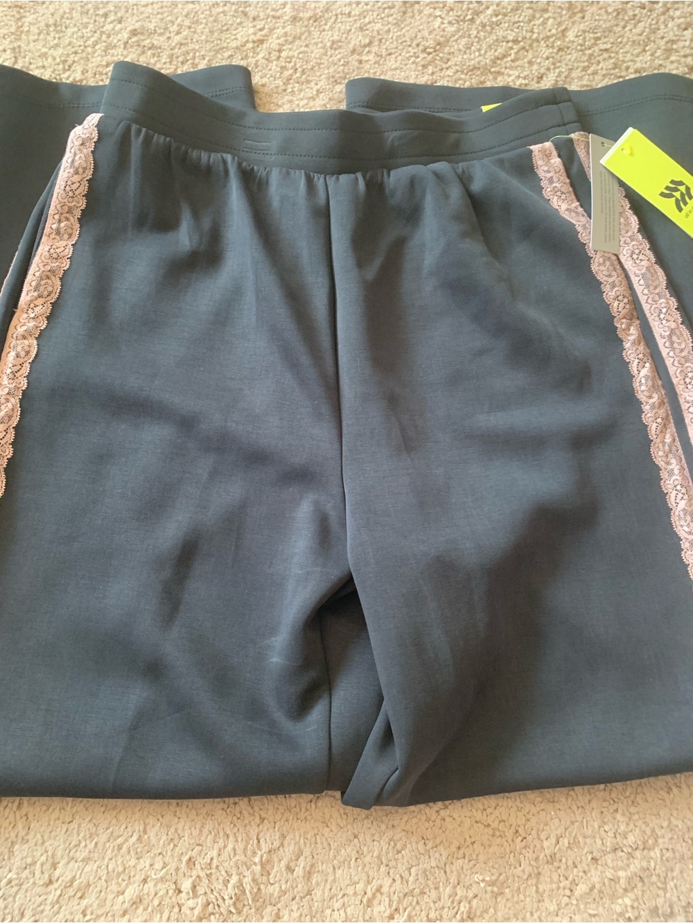 all in motion Black Joggers with Pink Lace Side Trim
